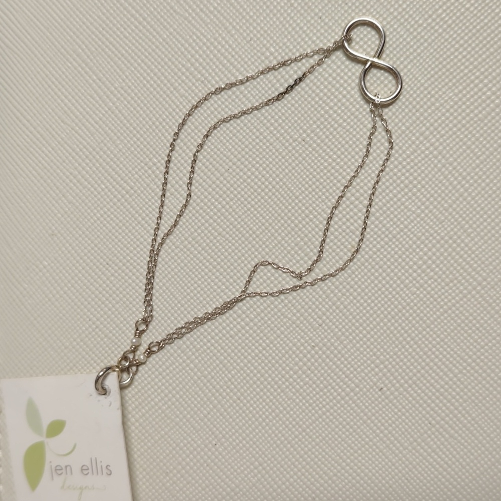 Stirling silver, two strand delicate infinite bracelet